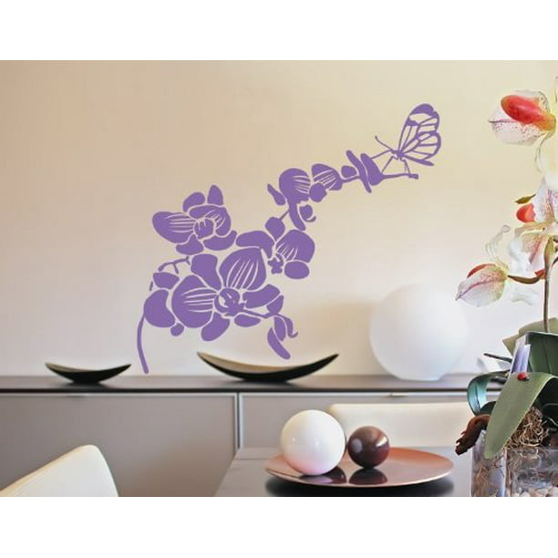 Orchid with Butterflies Wall Decal Stickers 